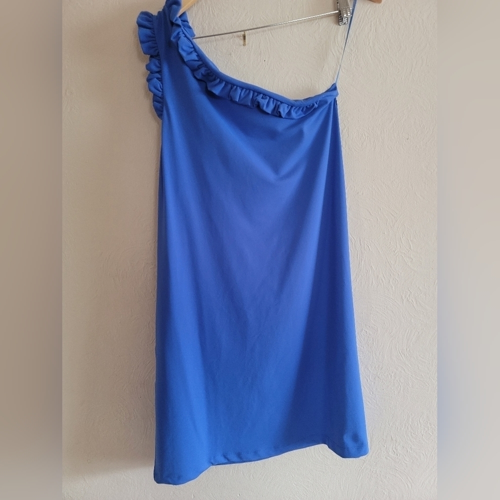 Susana Monaco, One Shoulder Dress, Dazzling Blue, Size Large
